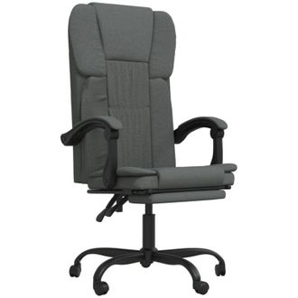 vidaXL Silla De Oficina Reclinable De Tela Gris Oscuro Vidaxl
