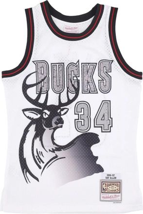 Mitchell & Ness Cracked Cement Swingman Jersey No 34 Ray Allen - Heren - Fitness - Wit - S - Polyester - Fitness