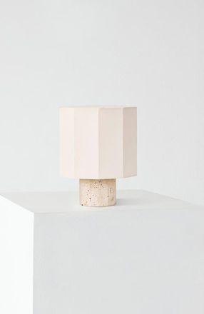 Brightech Cleo 10 Travertine Natural Stone LED Table Lamp in Cream at Nordstrom