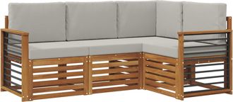 vidaXL Conjunto De Sof&aacute;s De Exterior 4 Uds. Gris Natural Y Claro Vidaxl