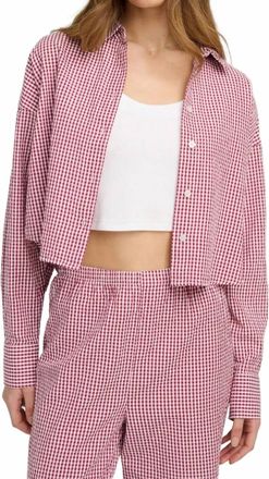 Favorite Daughter Crop Ex Boyfriend Shirt In Raspberry White
