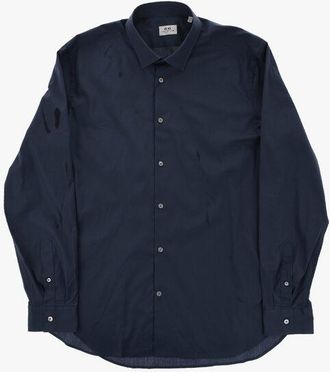 Corneliani CC COLLECTION Stretch Cotton Solid-Color Shirt size 45