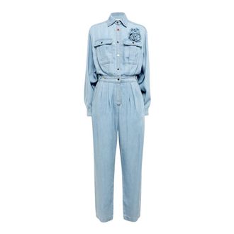 Blugirl Jumpsuits, female, Blue, Size: 2XS Lyocell Denim Jumpsuit