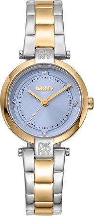 DKNY Women Watch, Two Tone Silver & Gold Color Case, Light Blue Dial, Two Tone Silver & Gold Color Metal Bracelet, 3 Hands, 5 ATM