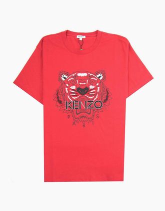 Kenzo Mens Kenzo Tiger T-shirt Red - Size: 38