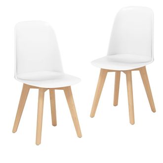 Costway Costway Modern Dining Chairs Set of 2 Armless Kitchen Chairs Side Chair in White