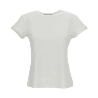 Golden Goose T-Shirts, female, White, Size: XS Slim T-Shirt Distressed Cotton Jersey