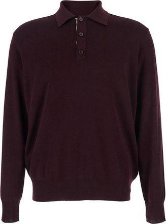 Burberry Maroon Shirt Collar Polo