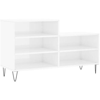 vidaXL Vidaxl - Mueble Zapatero Madera Contrachapada Blanco Brillo 102x36x60 Cm