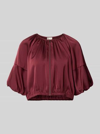 Vera Mont Cropped Jacke aus Satin mit Rei&szlig;verschluss in Dunkelrot, Gr&ouml;&szlig;e 34