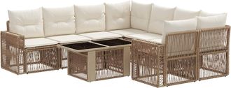 vidaXL Conjunto De Sof&aacute;s De Jard&iacute;n 9 Uds. Beige Y Blanco Crema Vidaxl