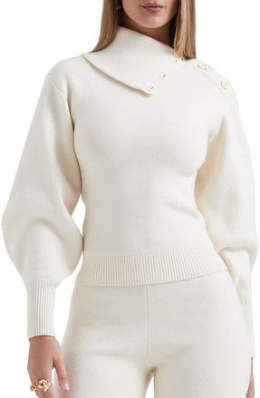 House of CB Adelita Split Cowl Neck Sweater in Cream at Nordstrom, Size X-Large