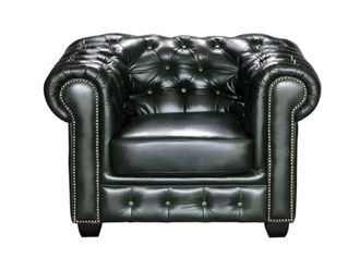 VENTE-UNIQUE.COM Sill&oacute;n cl&aacute;sico piel flor verde pino