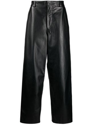 GCDS Pantaloni a gamba ampia in pelle - Nero