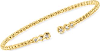 Ross-Simons Lab-Grown Diamond Beaded Cuff Bracelet in 18kt Gold Over Sterling
