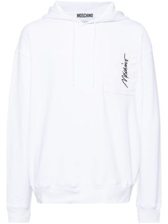 Moschino logo embroidered hoodie - White