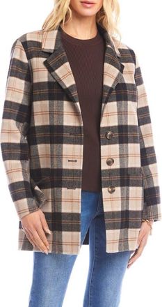 Karen Kane Oversize Plaid Brushed Wool Blend Blazer at Nordstrom, Size X-Large