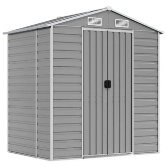 Berkfield Home Garden Shed Light Grey 191x130x198 cm Galvanised Steel | Size: 191 x 130 x 198 cm