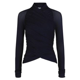 Ferragamo Ruched Long-Sleeve Top, Brand Size 44 ( US Size 10 )