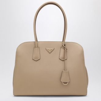Prada Large sand-colored leather shopping bag
