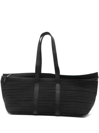 Pleats Please Issey Miyake pleated zip tote bag - women - Polyester/Resin/Nylon/Artificial Leather - One Size - Black