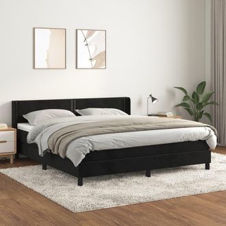 vidaXL Cama Box Spring Con Colch&oacute;n Terciopelo Negro 160x200 Cm Vidaxl