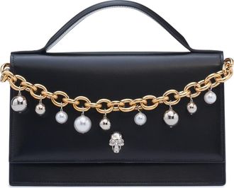 Alexander McQueen Medium Skull Chain Detail Leather Handbag in Black/Silver at Nordstrom