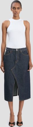 Victoria Beckham Kick Pocket Denim Skirt In Light Rinse 16