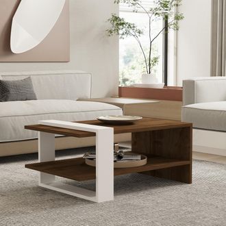 Dmora Tavolino Da Salotto Cambiago, Un Vano, Forma Rettangolare, Colore Ripiano Marrone, 80x50x35h Cm Marrone Noce