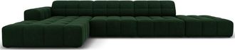 BLOOMINGLOFT 5-Sitzer Design Ecksofa Chicago mit Ottomane rechts/Eckteil links, Samtbezug