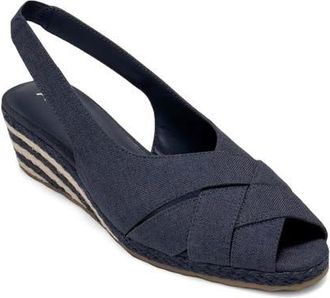 Aerosoles Roberta Linen Slingback Espadrille Wedge Sandal in Navy Linen at Nordstrom, Size 6.5
