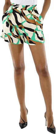 Roberto Cavalli Ladies Green Agate / Black Macro Tiger Twiga Print Shorts, Brand Size 44 (US Size 10)