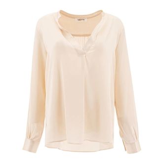 F.it Blouses, female, Beige, S, Silk Shirt
