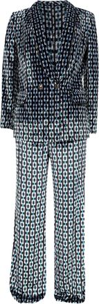 Diane Von F&uuml;rstenberg Chiana Double-Breasted Printed Velvet Blazer and Pants in Multicolor Viscose