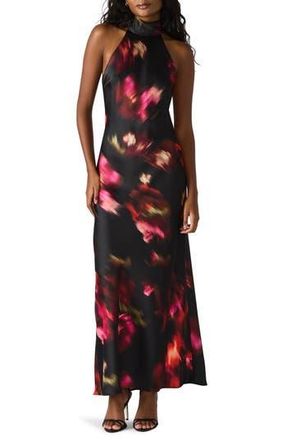 Steve Madden Lara Satin Bias Cut Maxi Dress in Blurry Floral at Nordstrom Rack, Size Small