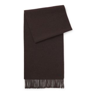 BOSS Wool scarf with faux-leather logo patch