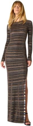 Missoni Striped Viscose Lam&eacute; Gown With Slit in Green& Brown at Nordstrom, Size 40 It