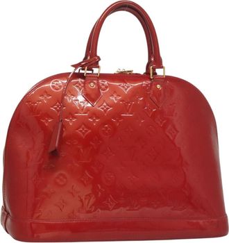 Louis Vuitton Alma Handbag Monogram Vernis Pink Patent_Leather Handbag (Pre-Owned)