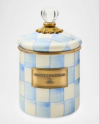 MacKenzie-Childs Small Sky Check Hand-Painted Storage Container