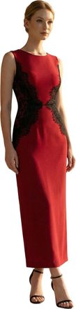 Ever-pretty Women Maxi Evening Dresses Round Neck with Natural Waist and Sleeveless for Casual Work Dark Red 16