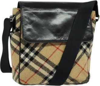 Burberry Pre-owned Cross Body Bags, female, Beige, Size: ONE SIZE Pre-owned Wool Crossbody Bag