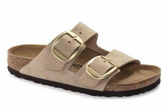 Birkenstock Womens Arizona Big Buckle Nubuck Leather Sandal In Sand Castle