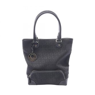 Fendi Black Canvas Leather Handbag Tote Bag (Pre-Owned)