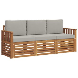 vidaXL Juegos De Sof&aacute;s Con Coj&iacute;n 3 Pcs Gris Natural Y Claro Vidaxl