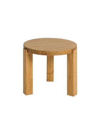 Hannun Mesa de centro circular color marr&oacute;n claro, 50x42 cm