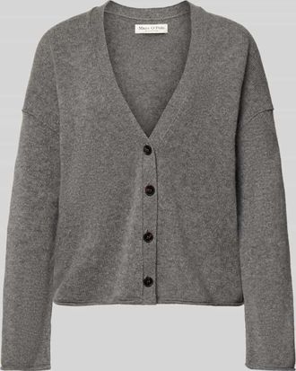 Marc O'Polo Oversized Strickjacke aus reiner Schurwolle in Mittelgrau, Größe XXL