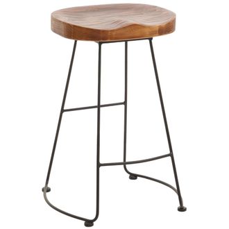 Hhg Taburete De Bar Hhg-972, Taburete De Bar Taburete De Mostrador Taburete De Cocina, Reposapi&eacute;s Metal Industrial Madera Maciza Estructura 3d, Marr&oacute;n