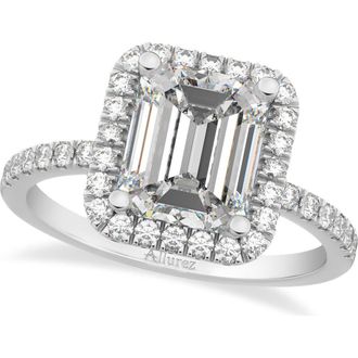 Allurez Emerald Cut Lab Diamond Engagement 14k in 3.32Ct/white Gold at Nordstrom, Size 7.5