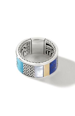 John Hardy Classic Chain Mixed Stone Band Ring in Blue at Nordstrom, Size 12