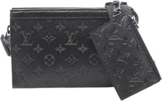 Louis Vuitton Pre-owned Gaston Wearable Wallet Monogram Shadow Shoulder Bag - Heren - Vintage Schoudertas - Zwart - ONE Size - Leer - Vintage